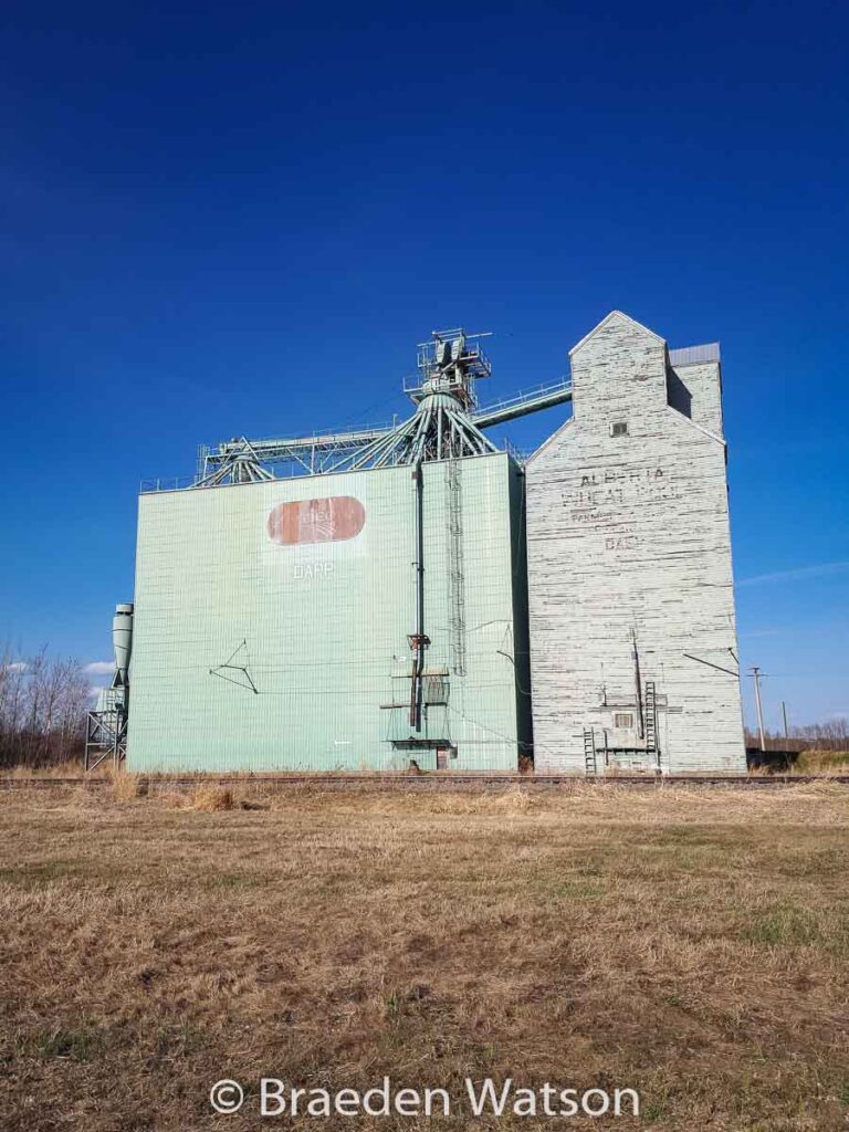 Grain elevator in Dapp, AB, May 2020. Contributed by Braeden Watson.