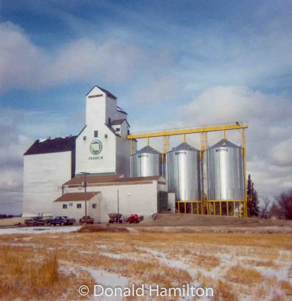 Franklin, MB grain elevator, December 1990. Contributed by Donald Hamilton.