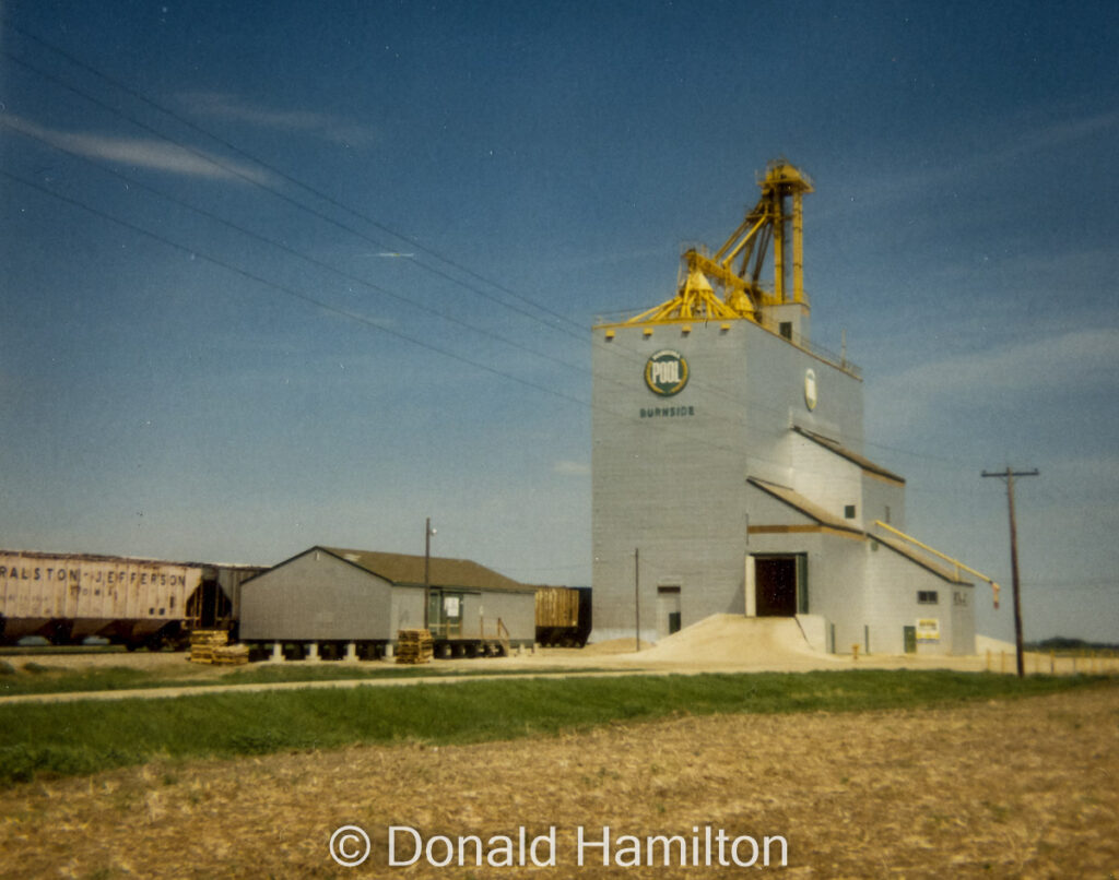 Burnside, MB grain elevator, 1991. Copyright by Donald Hamilton.