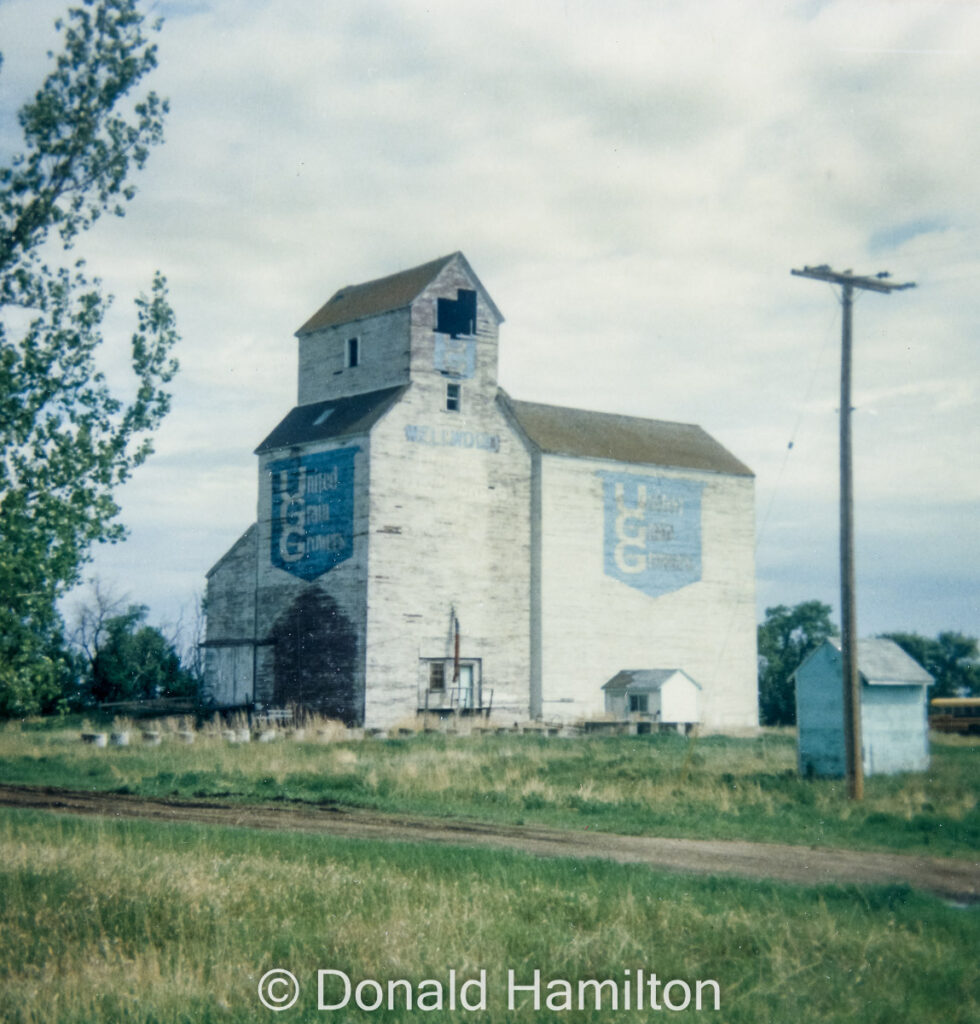 Wellwood, MB grain elevator, April 1991. Copyright by Donald Hamilton.