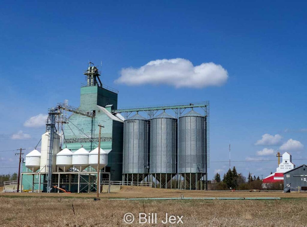 Strome, AB grain elevator and feed mill, May 2013. Contributed by Bill Jex.