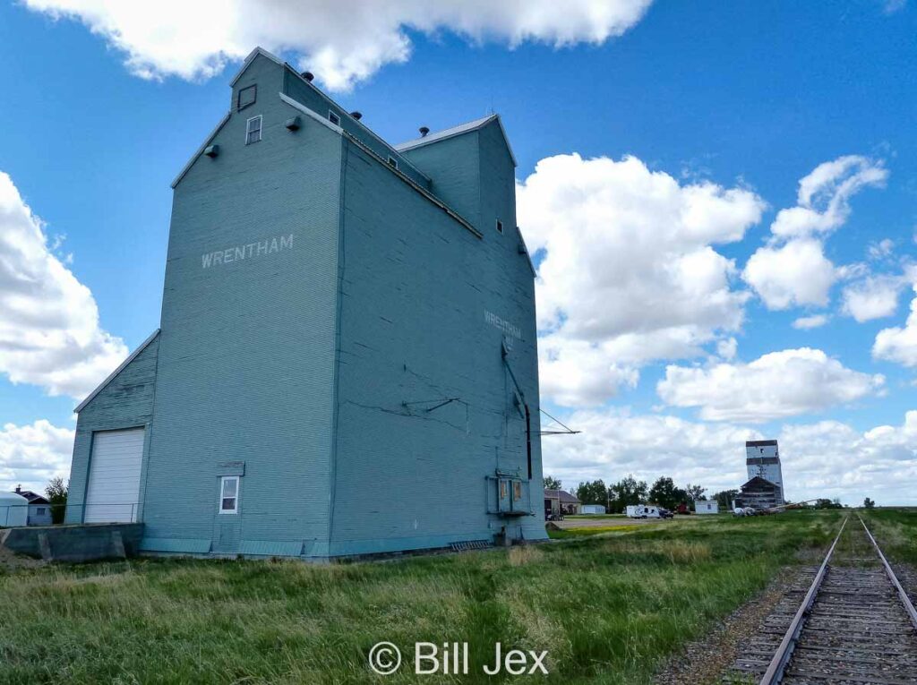 Wrentham, AB grain elevators, May 2013. Contributed by Bill Jex.