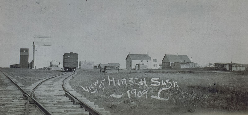 Grain elevators in Hirsch, SK, 1909