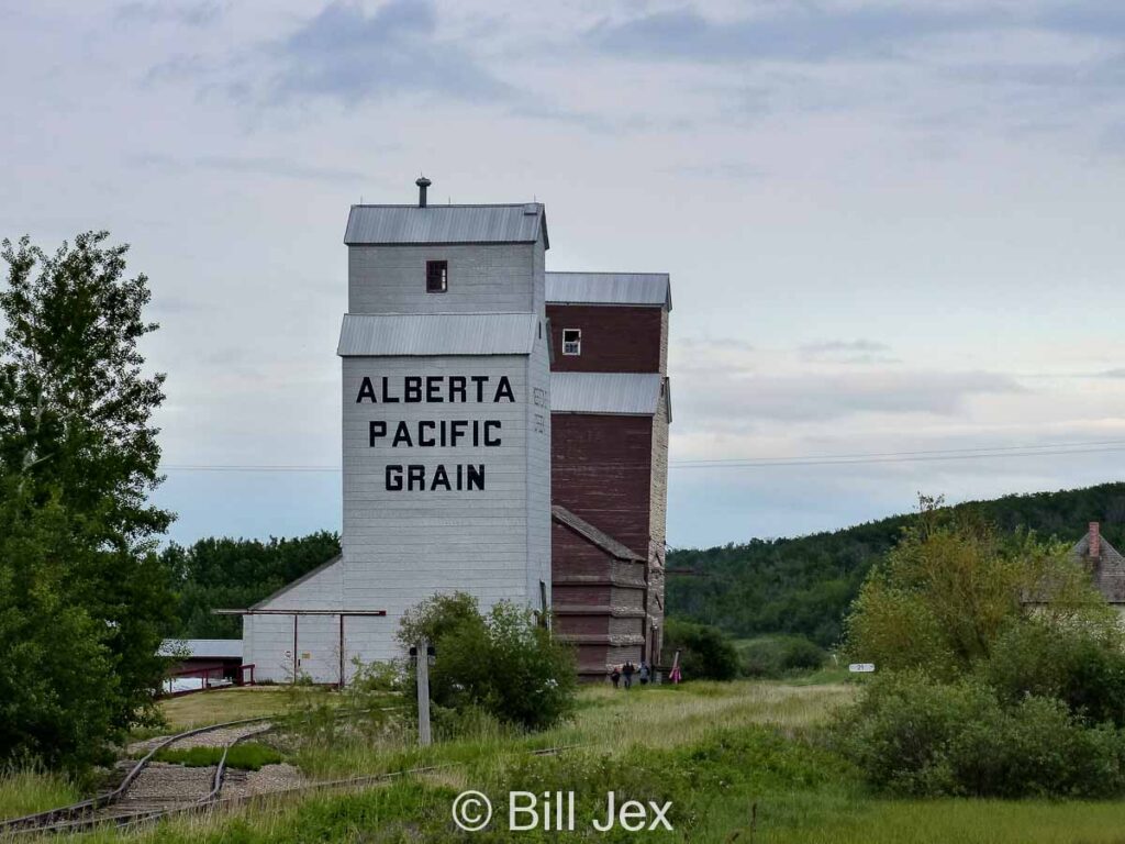 Grain elevators in Meeting Creek, AB, June 2014. Contributed by Bill Jex.