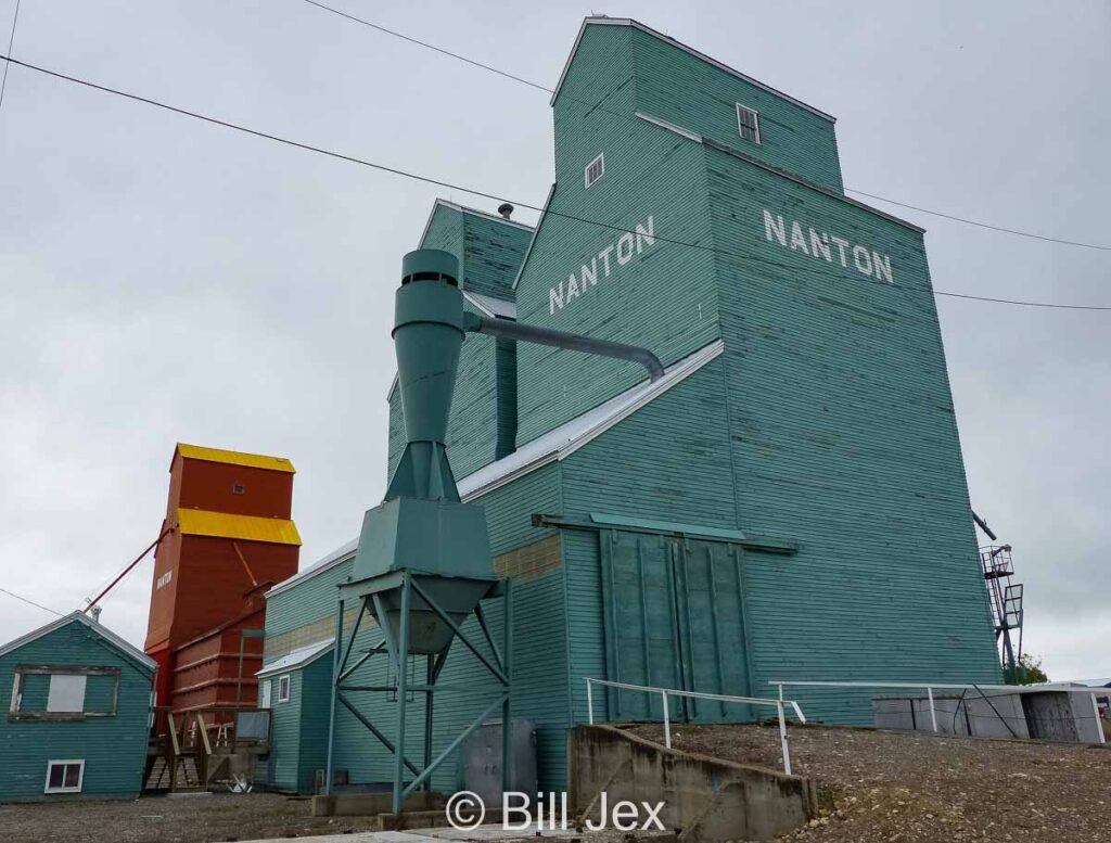 Grain elevators in Nanton, AB, May 2013. Contributed by Bill Jex.