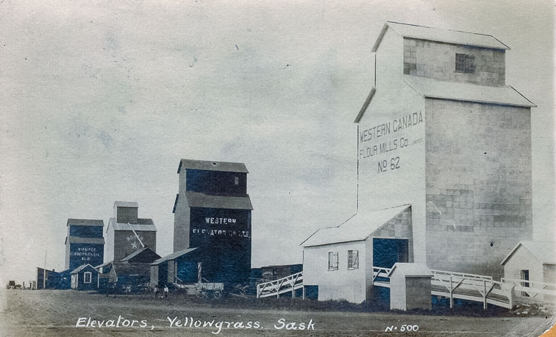 Yellowgrass, SK grain elevators, circa 1907