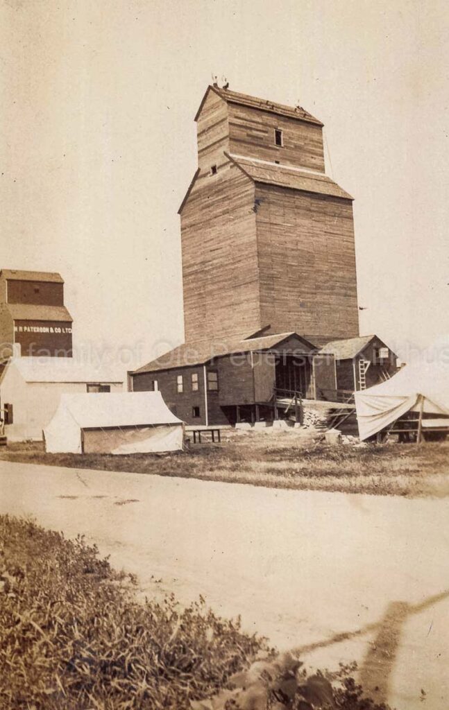 Elevator under construction in Alexander, MB, 1927. Contributed by the family of Ole Pedersen Kirkhus.