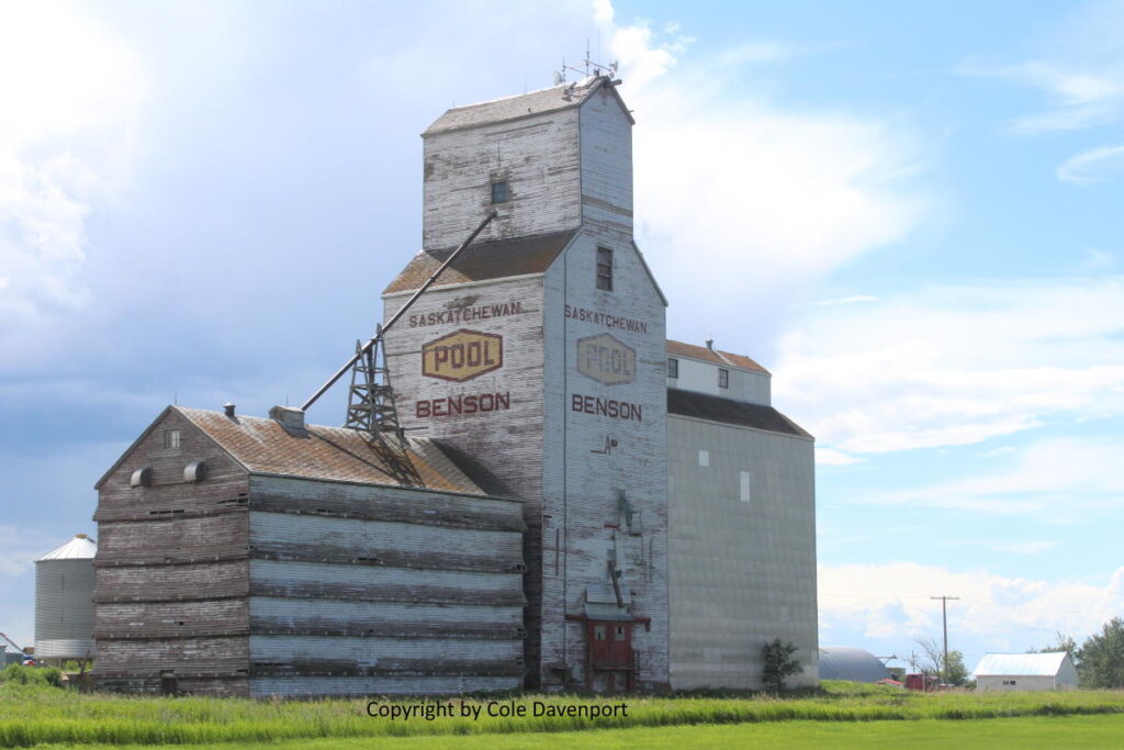 The Benson, SK grain elevator, July 2020. Contributed by Cole Davenport.