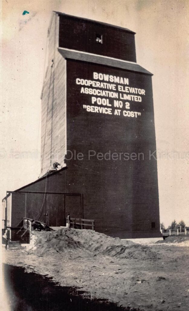 Pool elevator #2 in Bowsman, MB, late 1920s. Contributed by the family of Ole Pedersen Kirkhus.