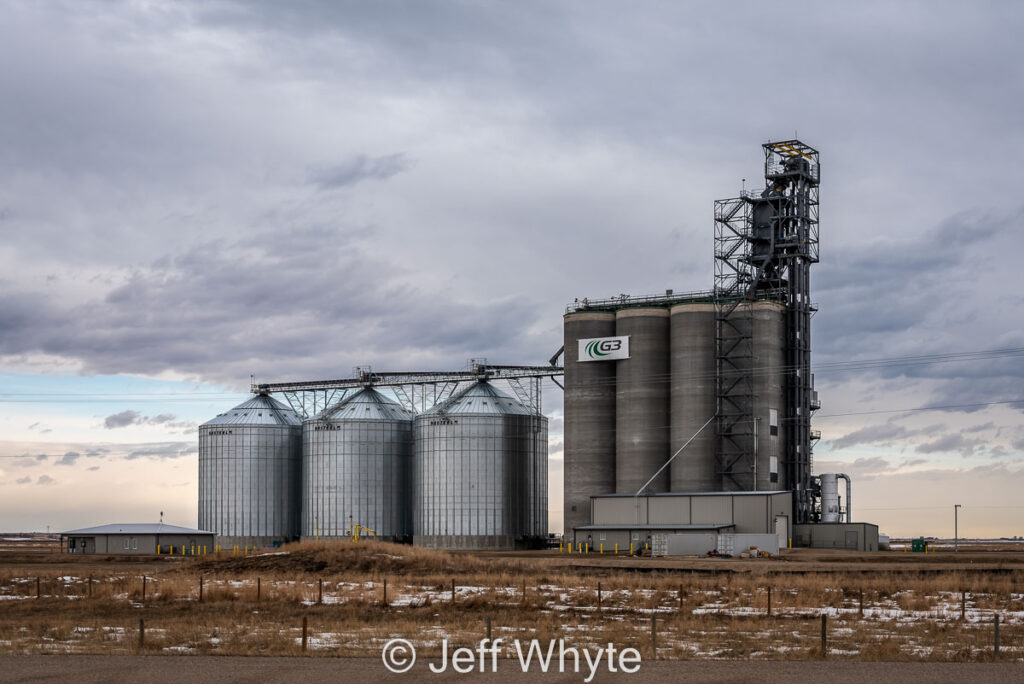 G3 grain elevator at Irricana, AB, 2021. Contributed by Jeff Whyte.