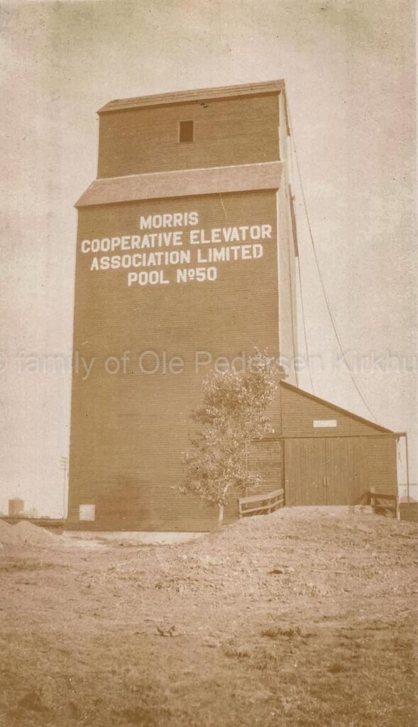 Pool elevator #50 in Morris, MB, 1927. Contributed by the family of Ole Pederson Kirkhus.