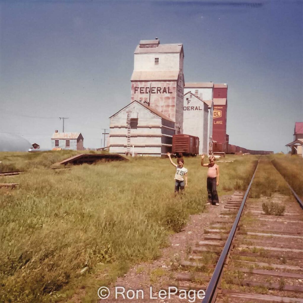 Meadow Lake, SK grain elevators, 1970s. Contributed by Ron LePage.