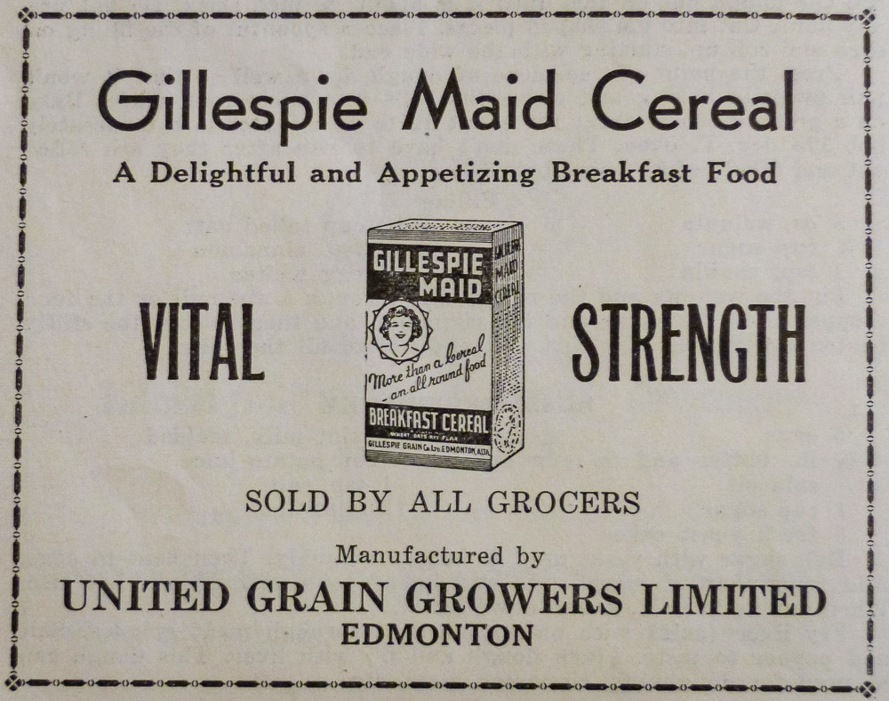 Gillespie Maid Cereal ad, UGG