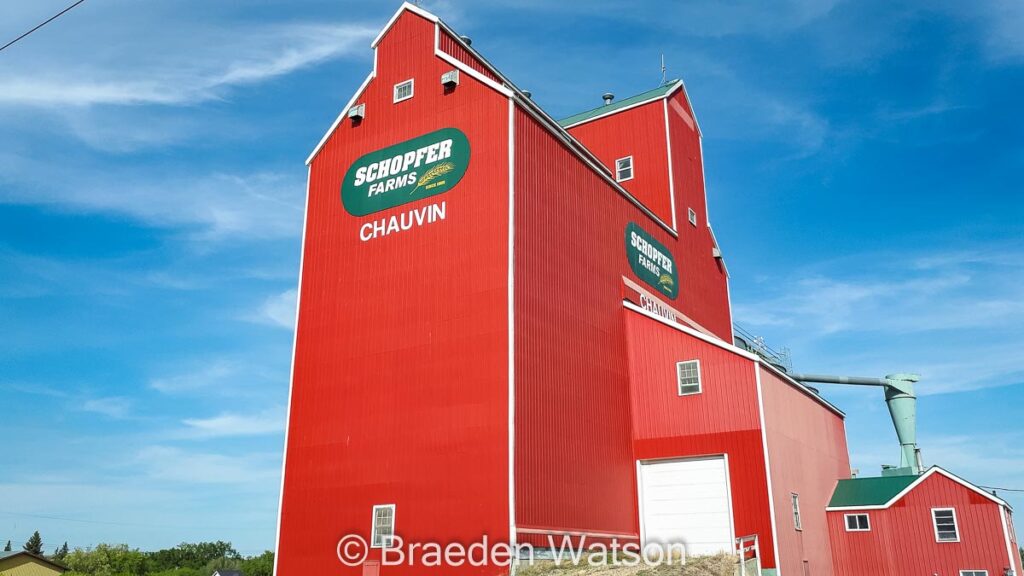 Schopfer Farms grain elevator in Chauvin, AB, June 2021. Contributed by Braeden Watson.