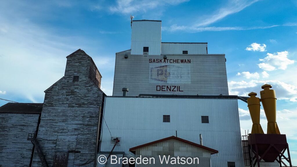 Grain elevator in Denzil, SK, June 2021. Contributed by Braeden Watson.
