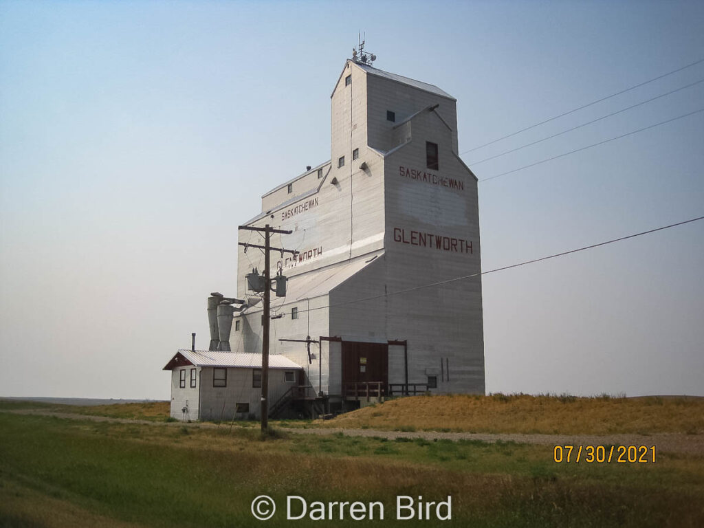 Ex Pool grain elevator in Glentworth, SK, July 2021. Contributed by Darren Bird.