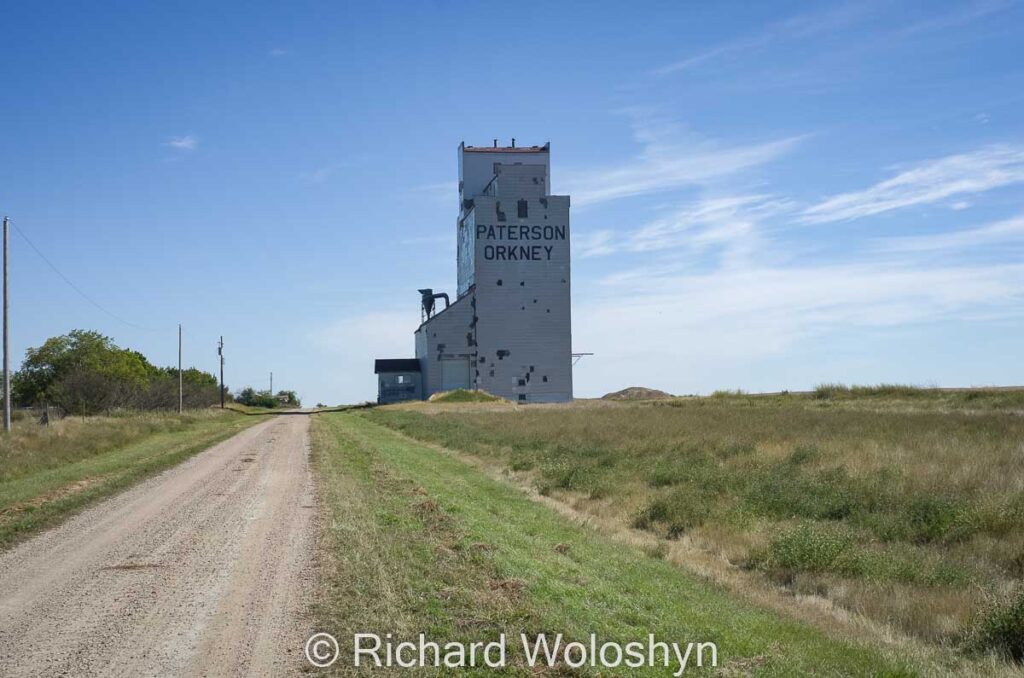 Grain elevator in Orkney, SK, Sep 2014. Contributed by Richard Woloshyn.