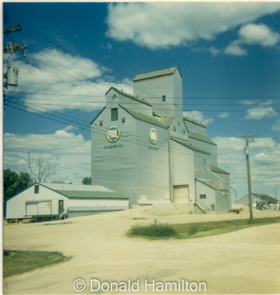 Homewood, MB grain elevator, June 1991. Copyright by Donald Hamilton.