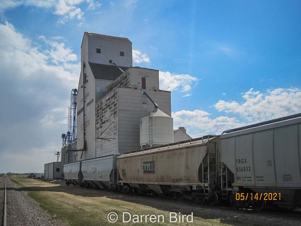 St. Gregor, SK grain elevator, May 2021. Contributed by Darren Bird. 