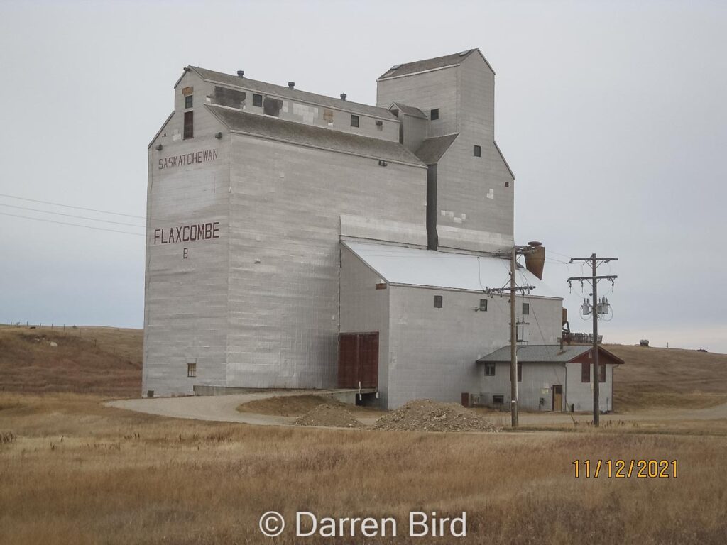 The Flaxcombe, SK grain elevator, Nov 2021. Contributed by Darren Bird.