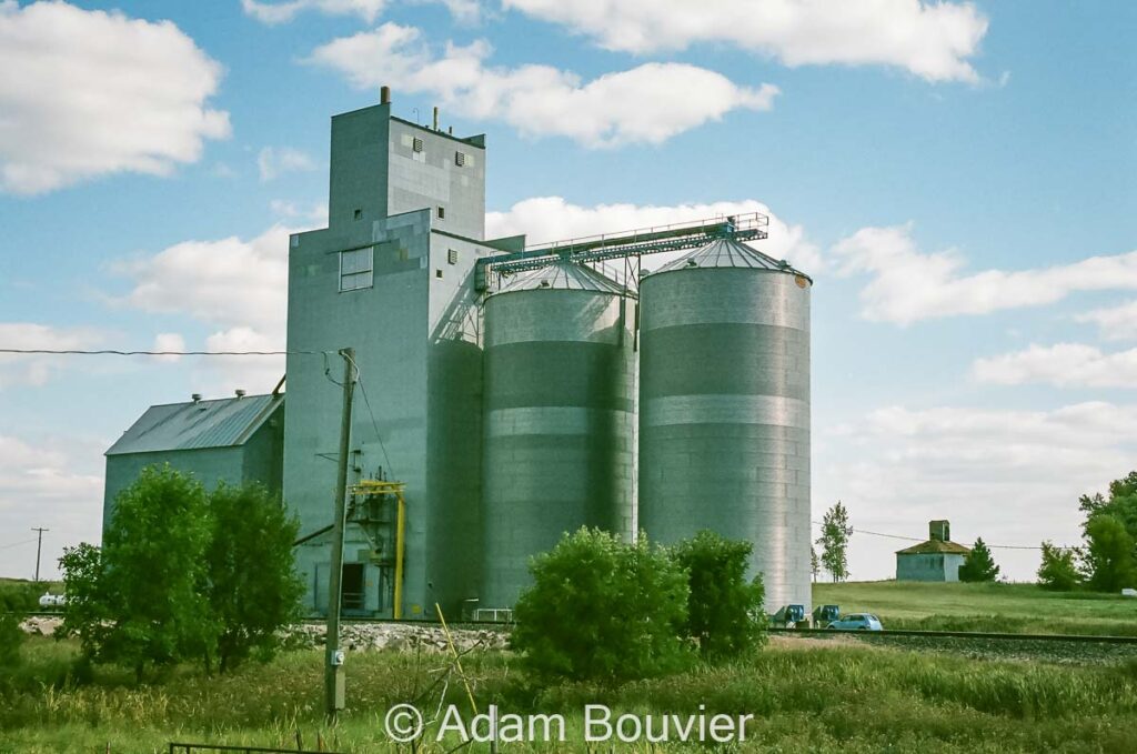 Tin clad grain elevator with bins