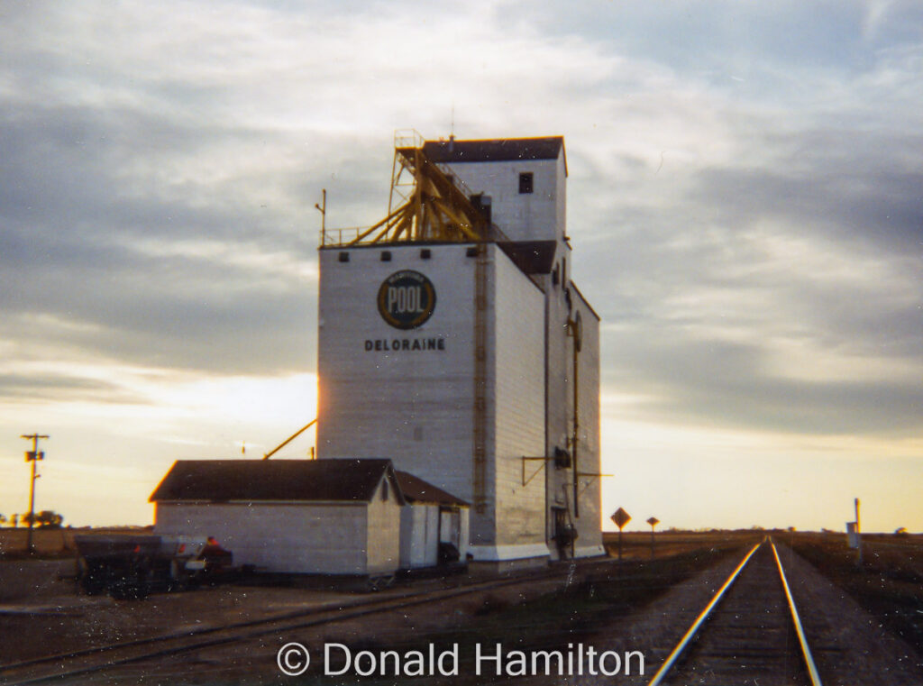 Grain elevator at sunset