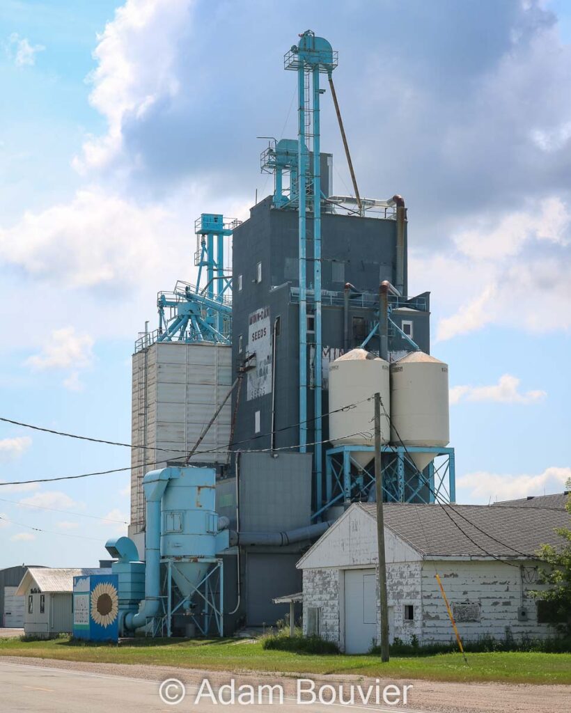 Grain elevator with machinery