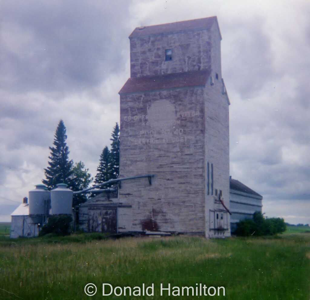 Faded wooden grain elevator