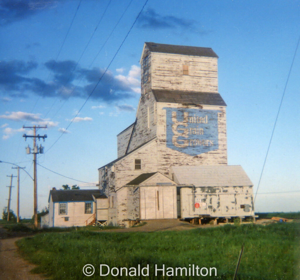 White UGG grain elevator in Griswold, Manitoba