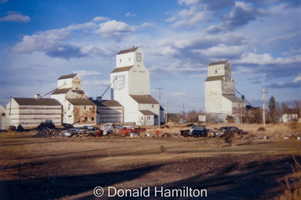 UGG grain elevators in Oak River, Manitoba, April 1991