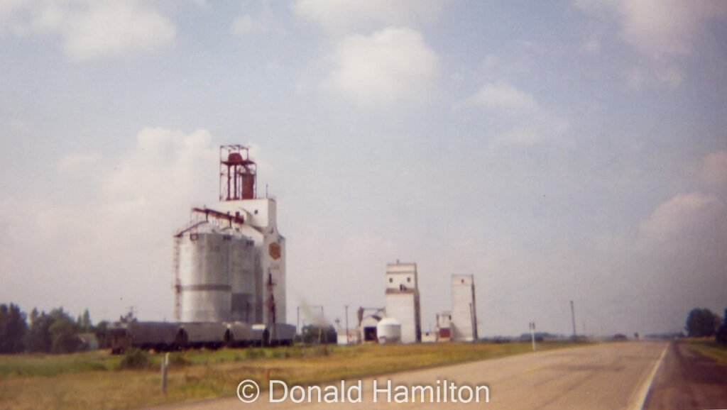 Pool "A", "B" and "C" grain elevators in Clair, Saskatchewan, August 1994.