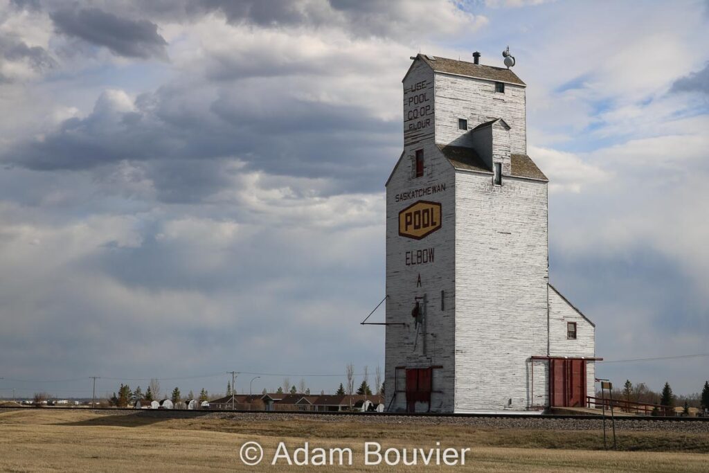 Ex Pool grain elevator in Eyebrow, SK, April, 2021.