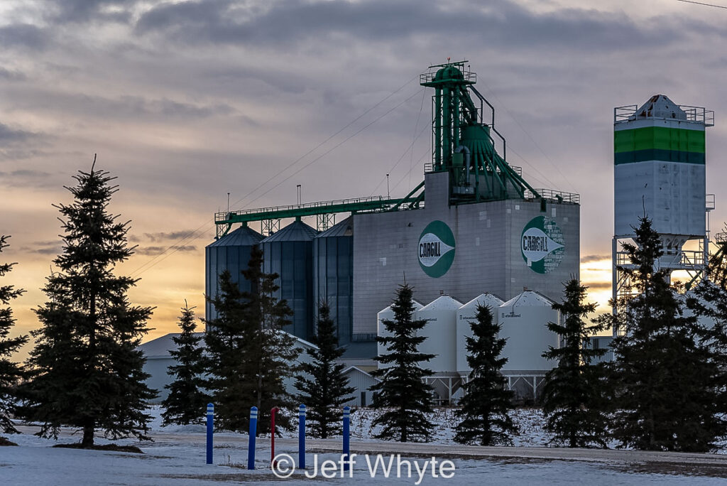 Cargill grain elevator in Ervick, AB, December 2020.