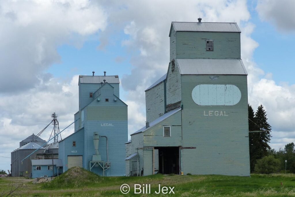 Grain elevators in Legal, AB, June 2021.