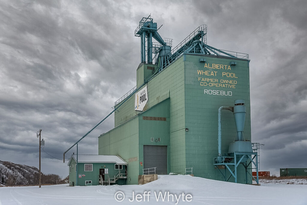 Rosebud, AB grain elevator, December 2021.