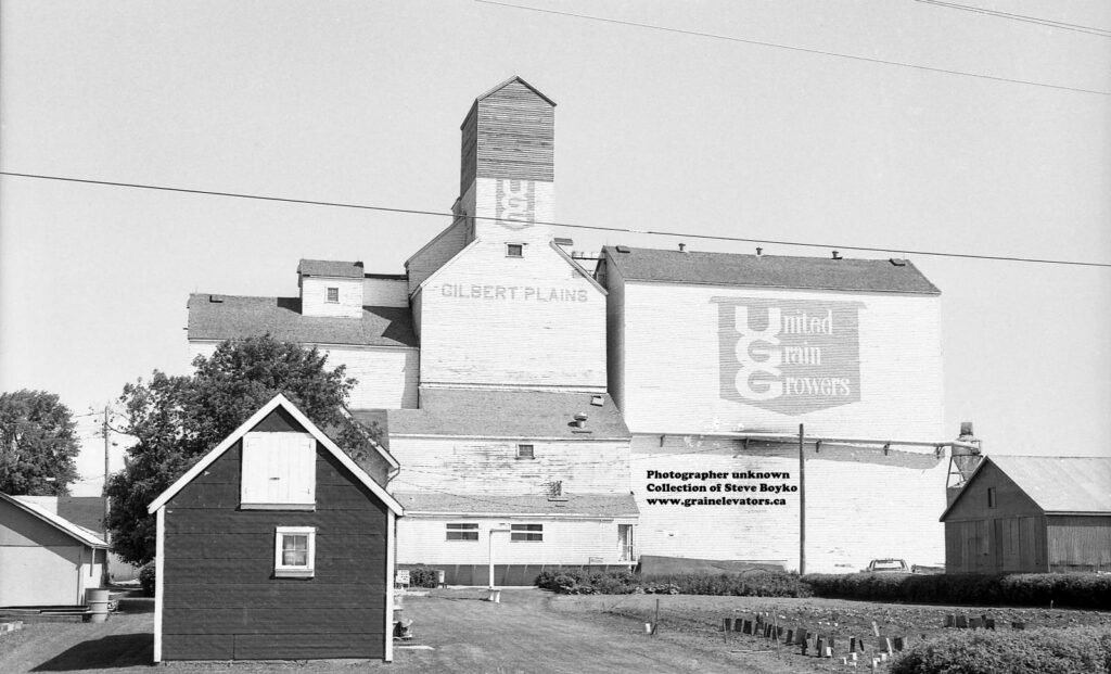 UGG grain elevator in Gilbert Plains, MB, June 1981. Collection of Steve Boyko.