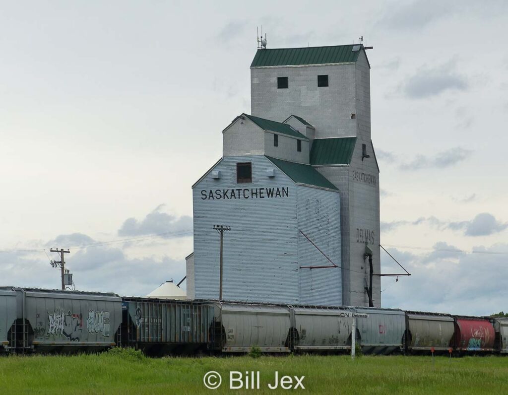 Grain elevator in Delmas, SK, June 2022. Contributed by Bill Jex.