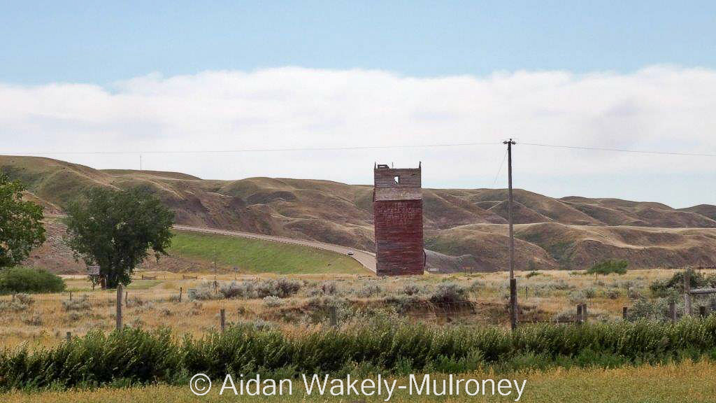 Grain elevator in the badlands of Alberta