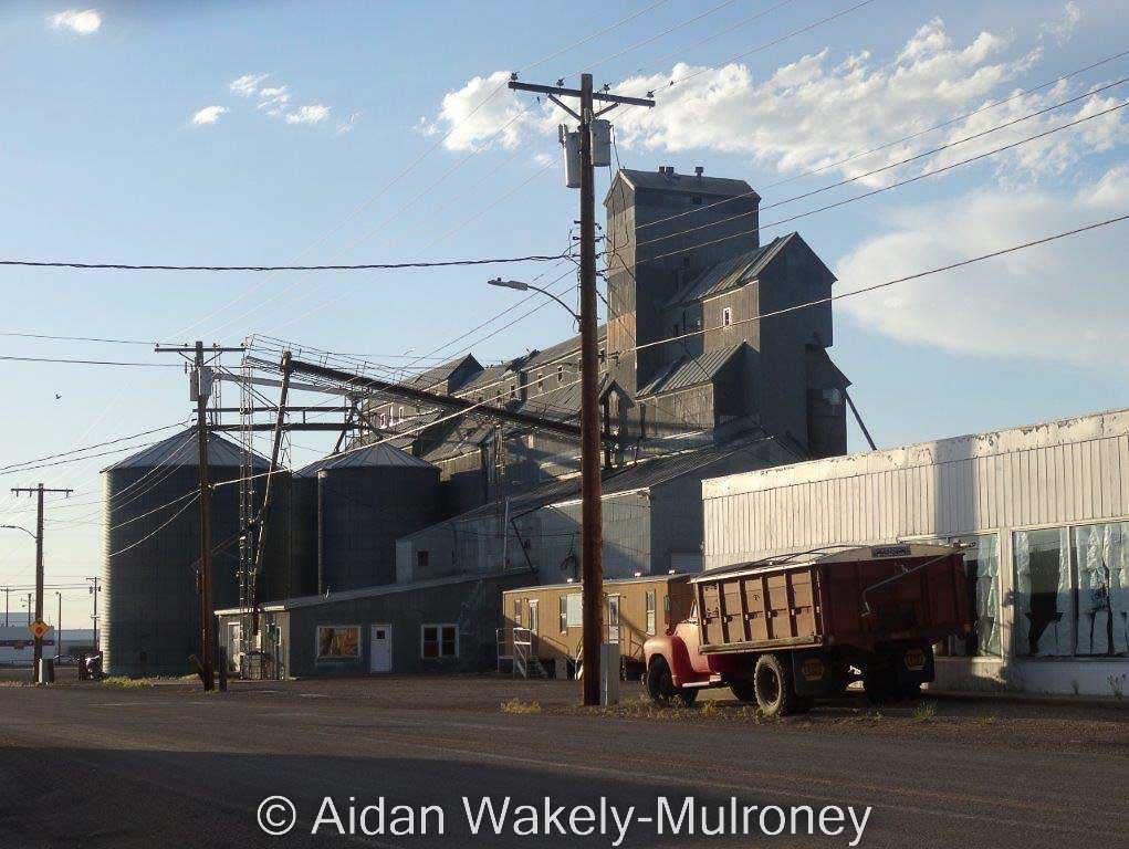 Grain elevator complex with old grain truck