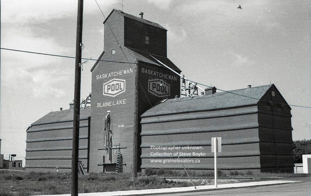 Black and white photograph of a grain elevator
